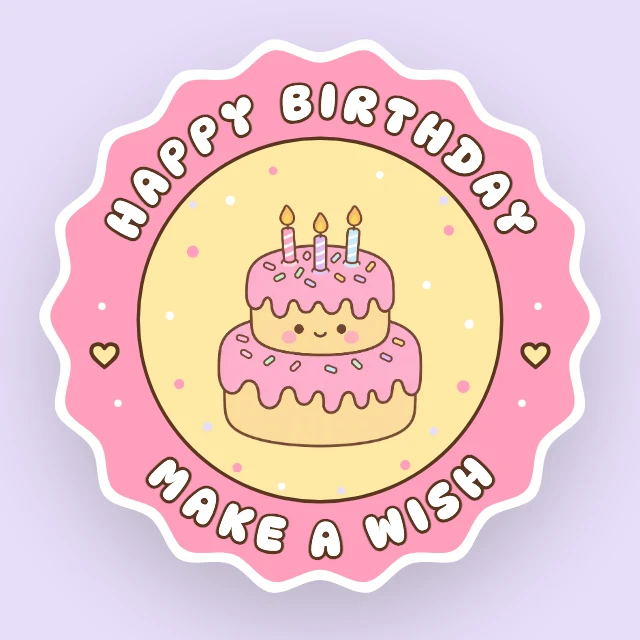 Kawaii cake birthday sticker template