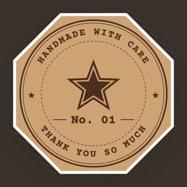 Kraft stamp thank-you sticker template