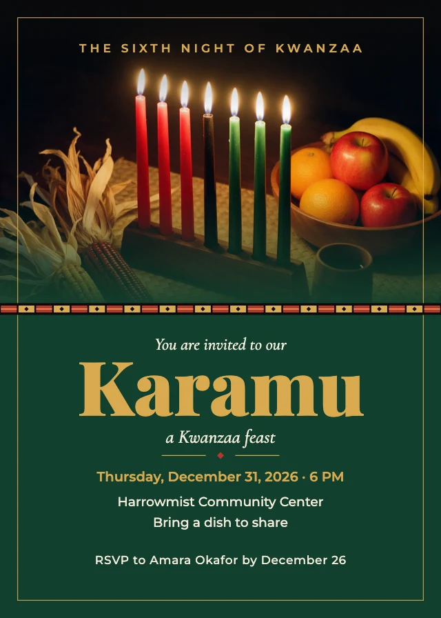 Kwanzaa karamu feast invitation template