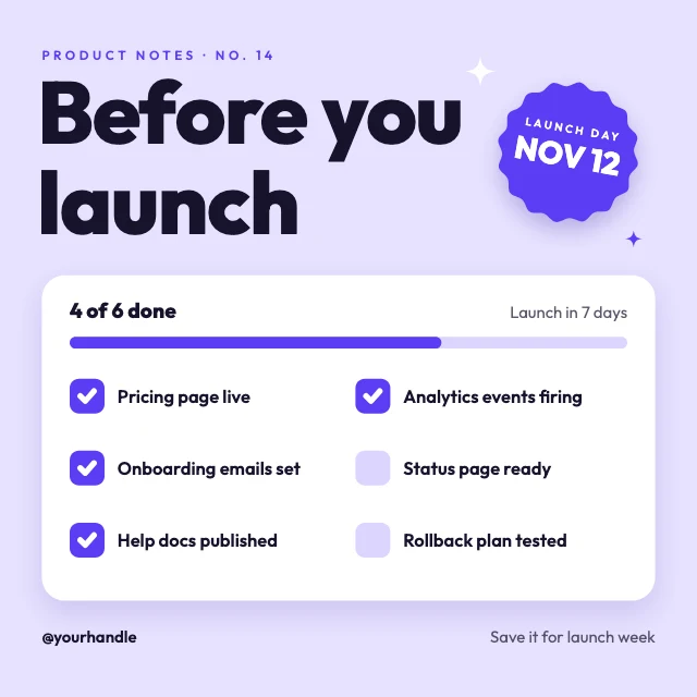 Launch checklist LinkedIn post template