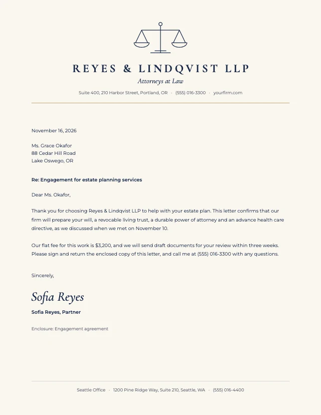 Law firm letterhead template