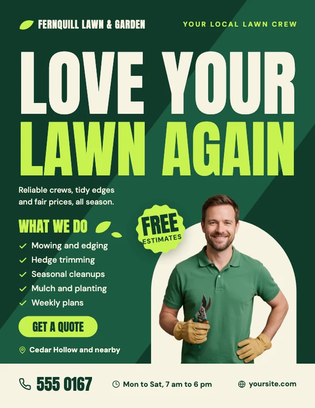 Lawn and garden services flyer template