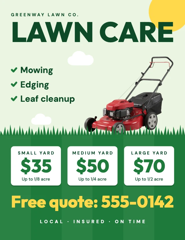 Lawn care service flyer template