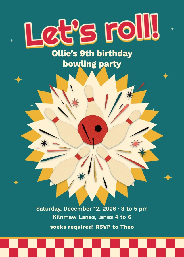 Bowling party invitation template
