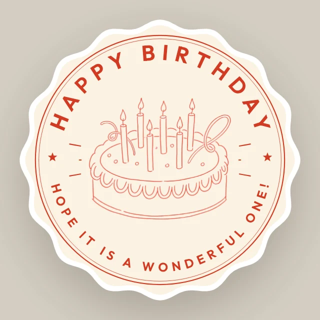 Line art cake birthday sticker template