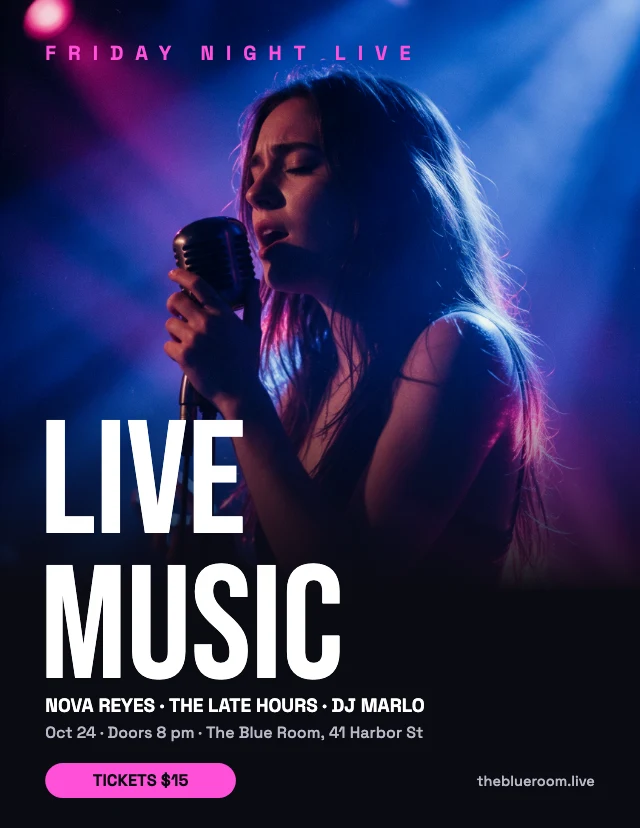 Live music night flyer template