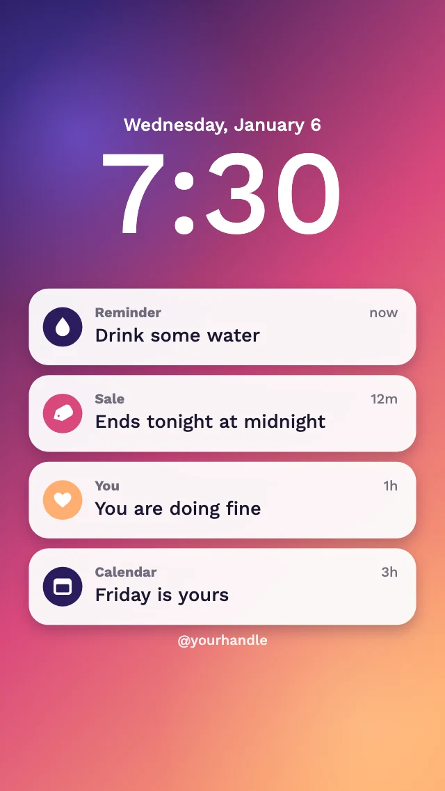 Lock screen reminders story template