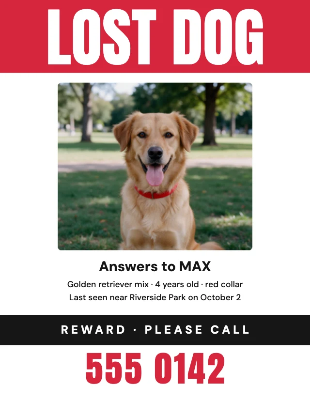 Lost pet poster template