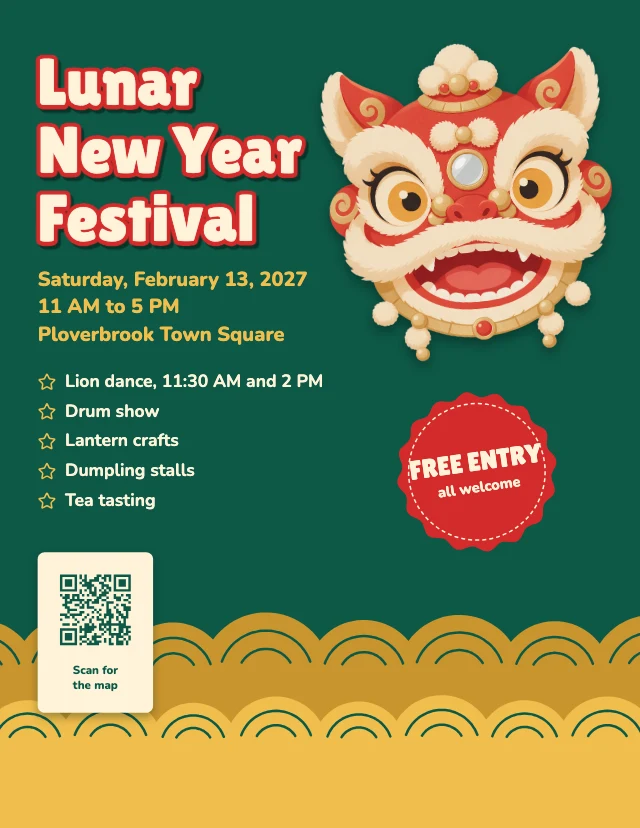 Lunar New Year festival flyer template