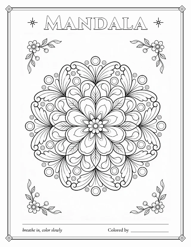 Mandala coloring page template