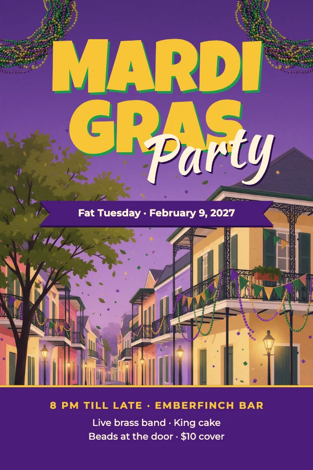 Mardi Gras party flyer template
