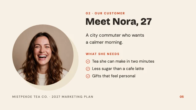 Marketing plan presentation template, page 5 of 8