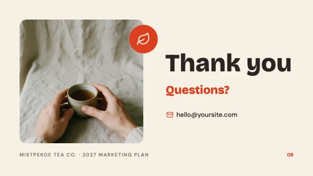 Marketing plan presentation template, page 8 of 8