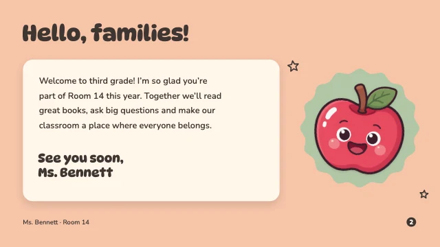 Meet the teacher presentation template, page 2 of 8