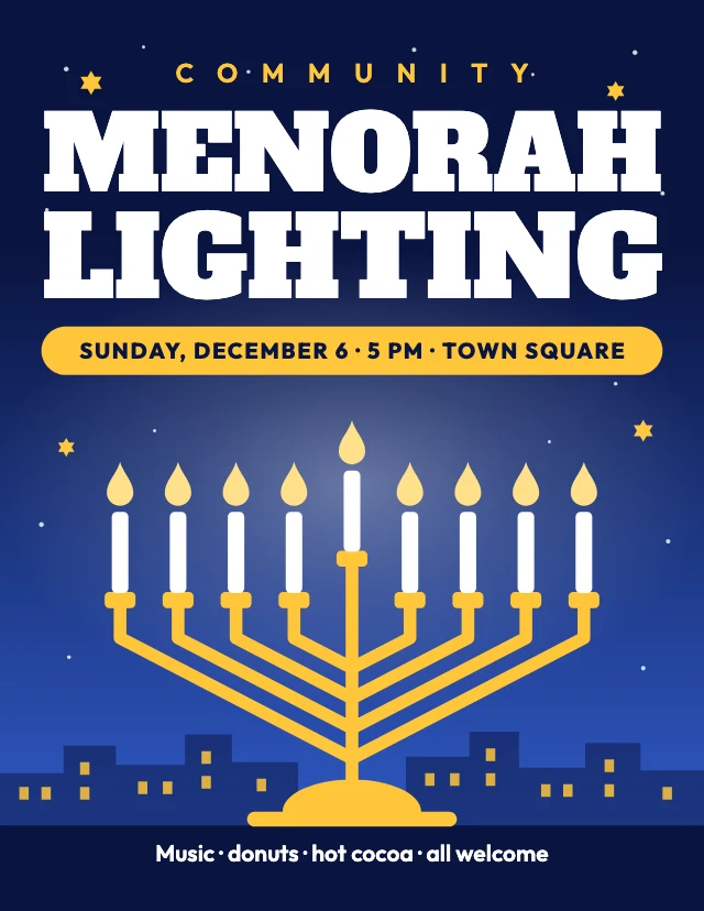 Menorah lighting flyer template