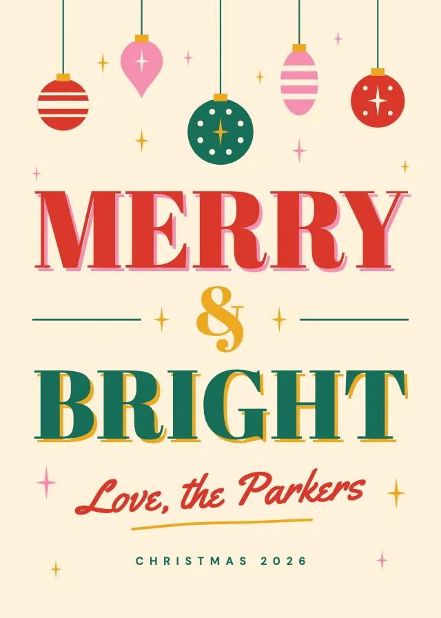 Merry and Bright Christmas card template