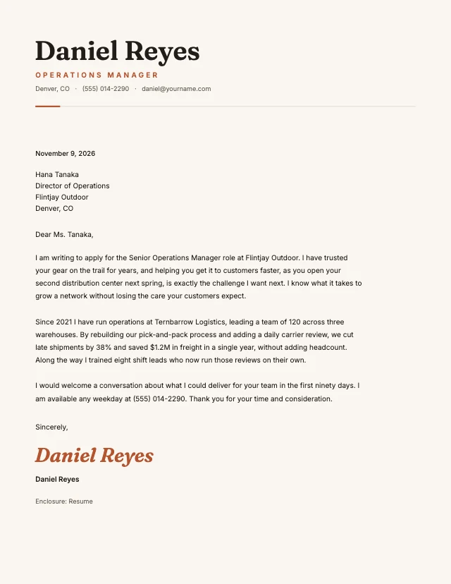 Minimal cover letter template