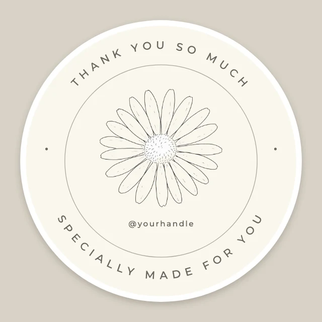 Minimal line art thank-you sticker template