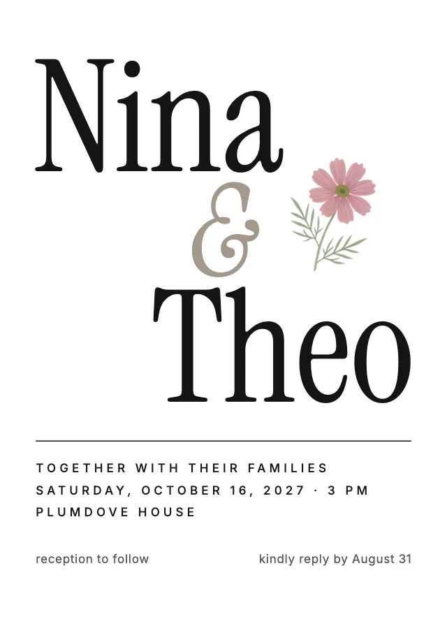 Minimalist wedding invitation template