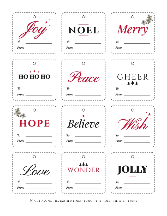 Minimalist Christmas gift tags template