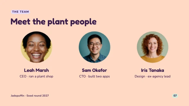 Mobile app pitch deck template, page 7 of 8
