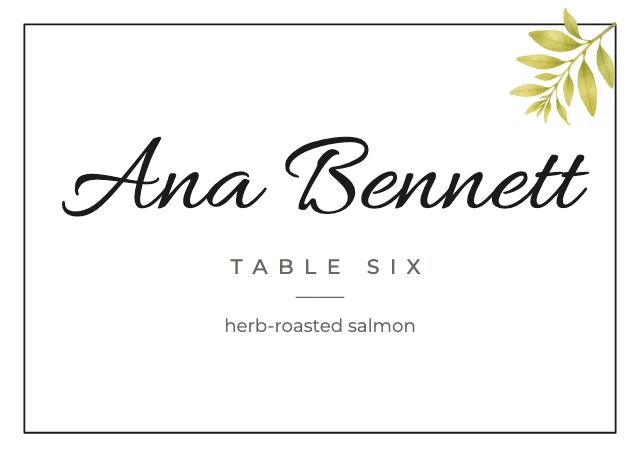 Minimal wedding place card template