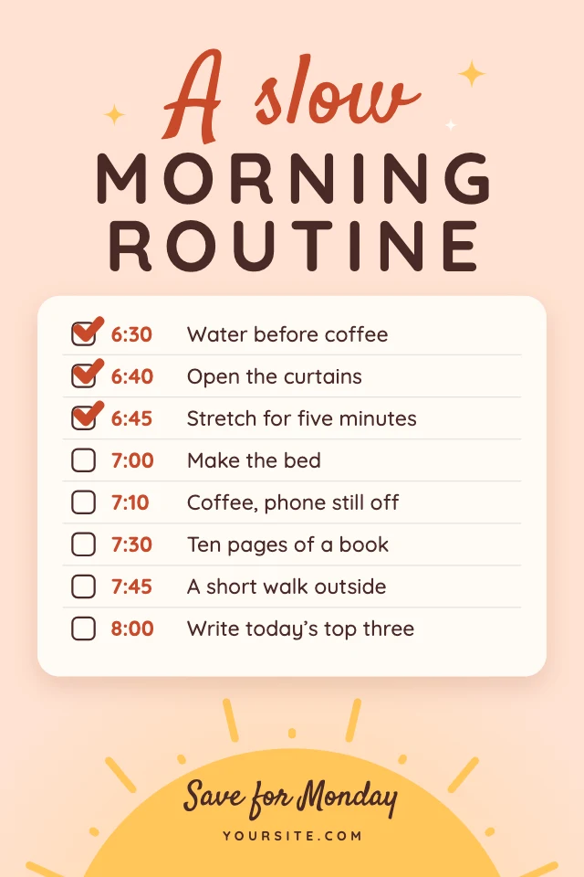 Morning routine checklist pin template