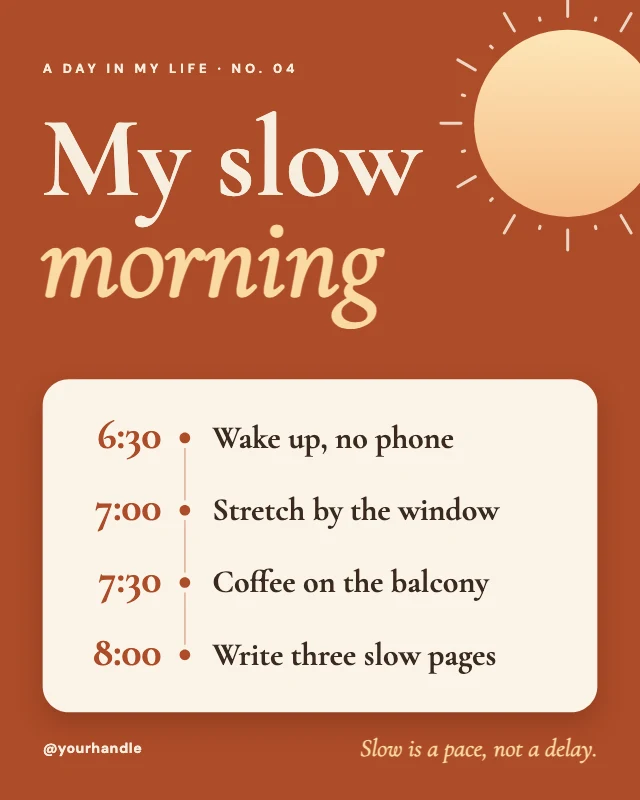 Morning routine timeline post template