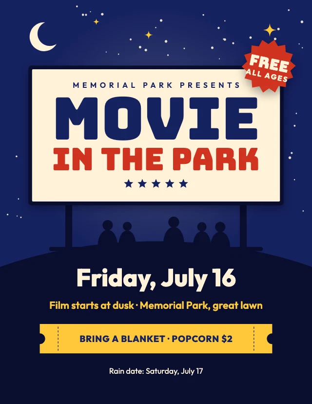 Movie in the park flyer template