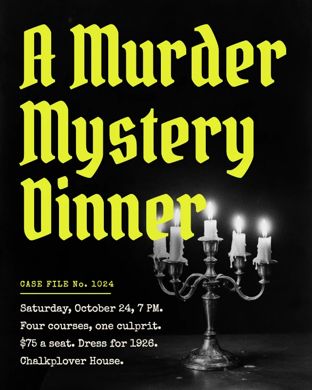 Murder mystery dinner post template