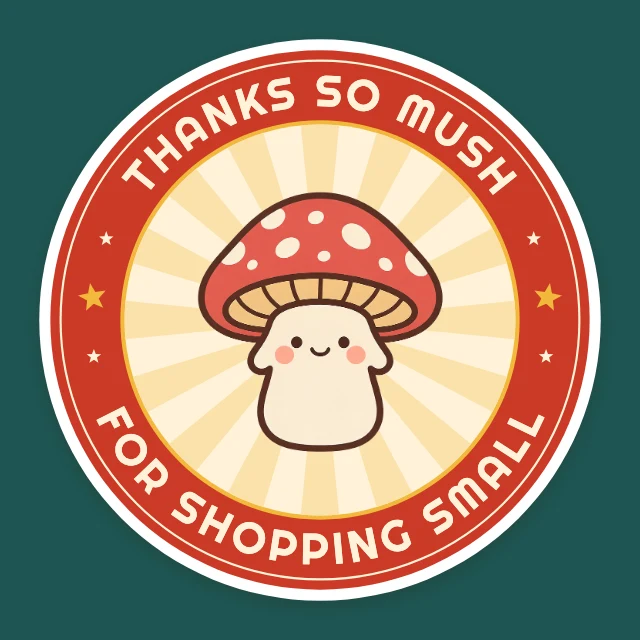 Mushroom thank-you sticker template