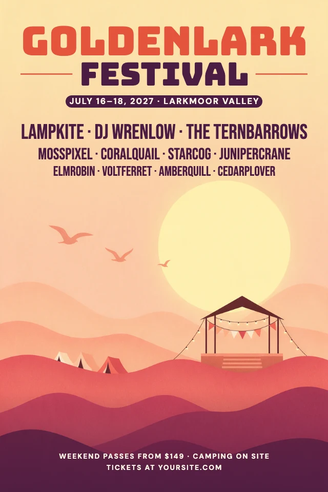 Music festival lineup poster template