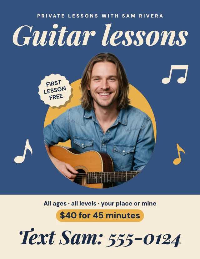 Guitar lessons flyer template