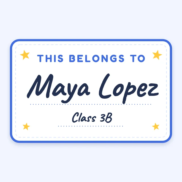 Name label sticker template