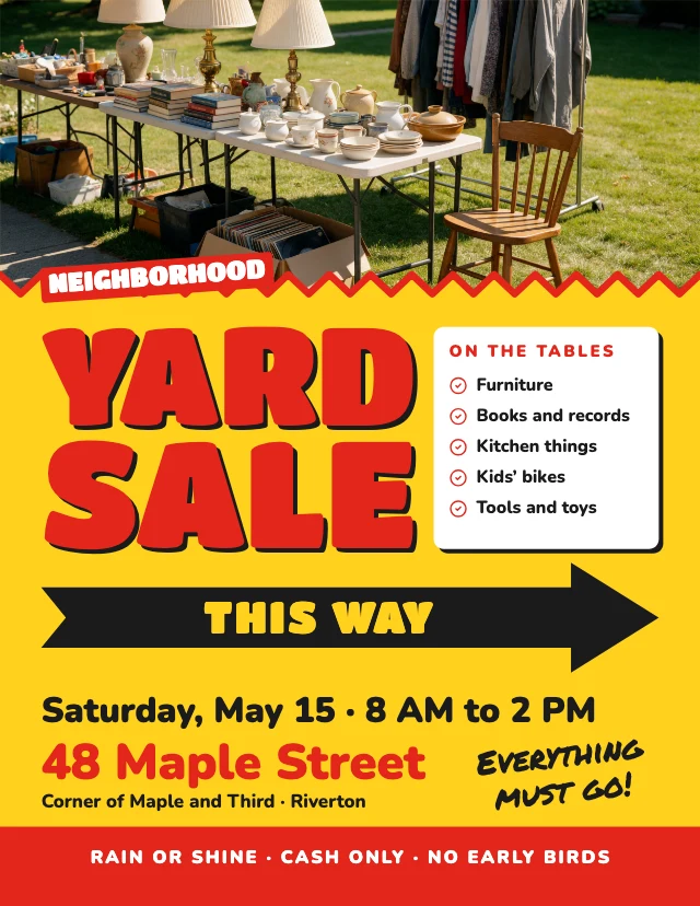 Neighborhood yard sale flyer template