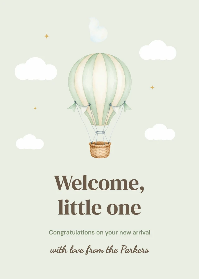 New baby congratulations card template