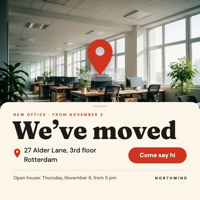 New office LinkedIn post template
