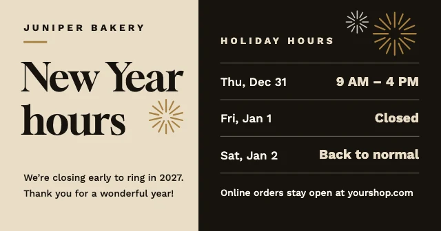 New Year hours post template