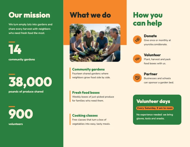 Nonprofit foundation brochure template, page 2 of 2
