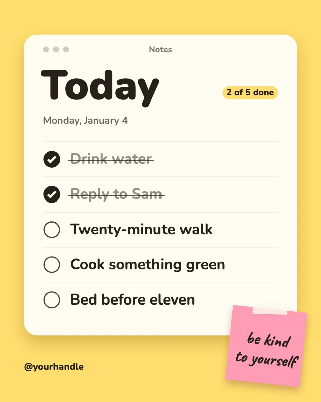 Notes window daily tasks post template