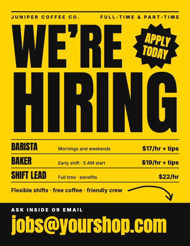 Now hiring flyer template