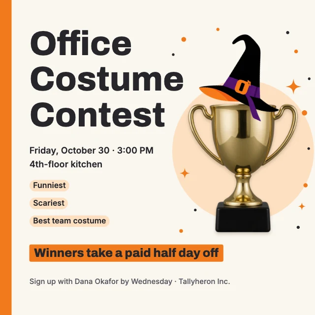 Office costume contest LinkedIn post template