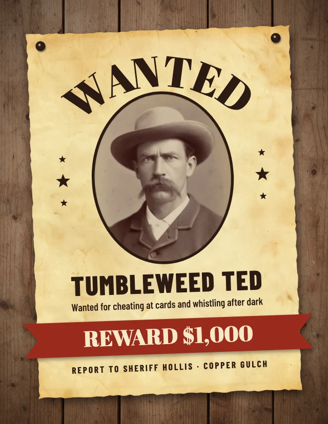 Old West wanted poster template