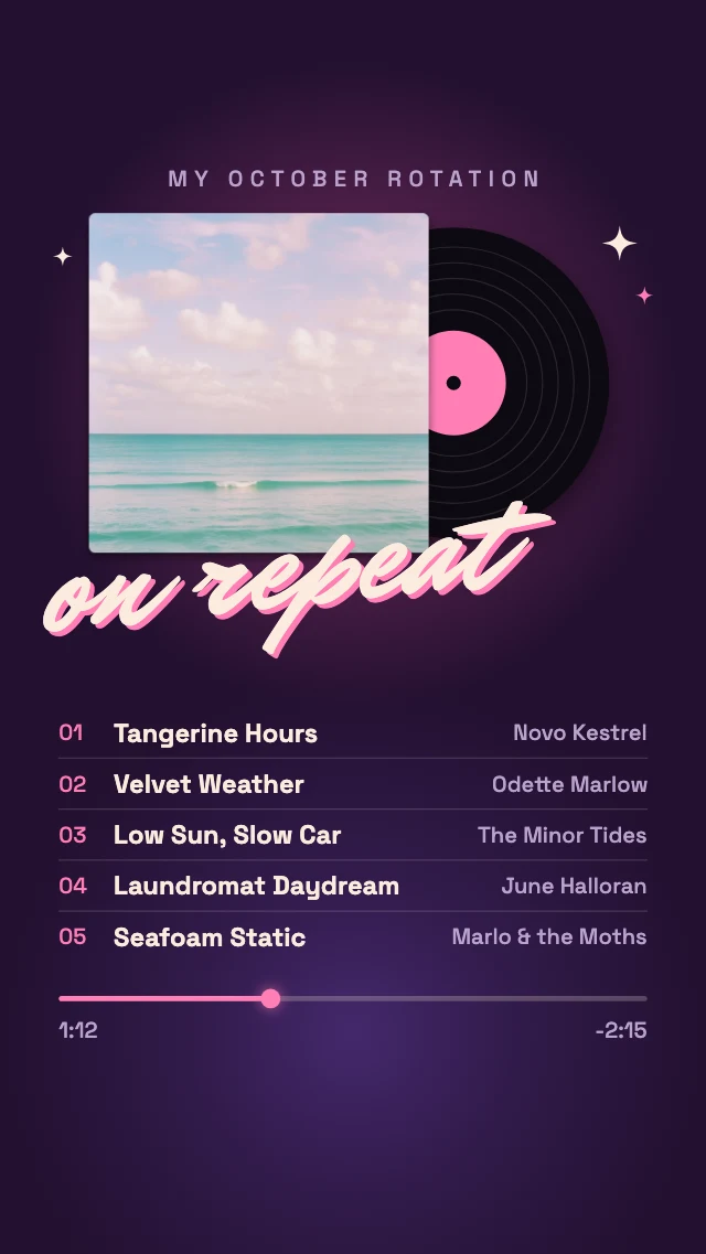 On repeat playlist story template