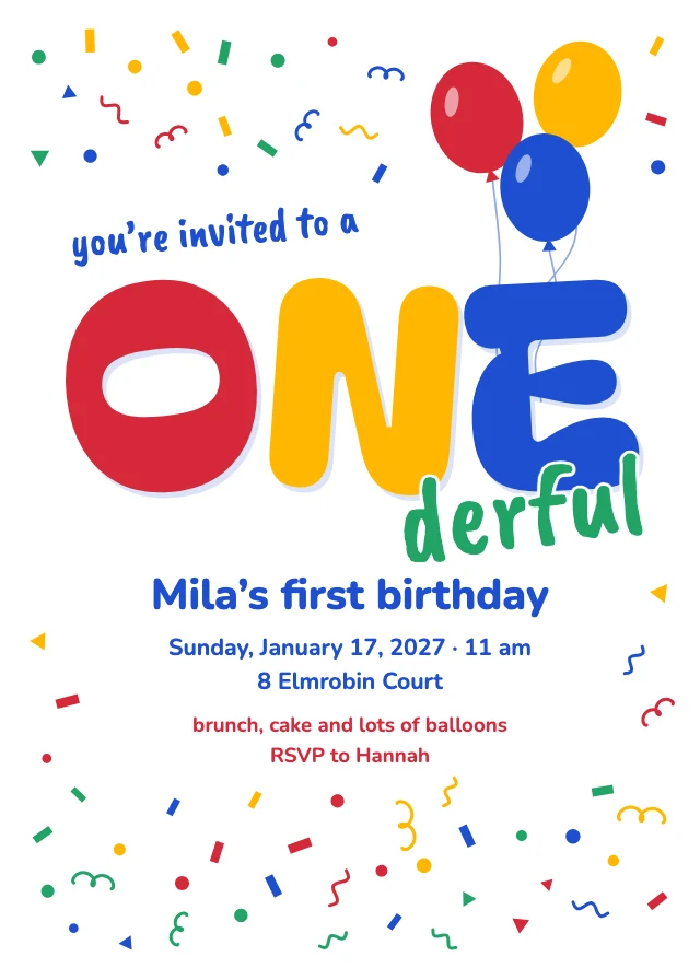 Onederful first birthday invitation template