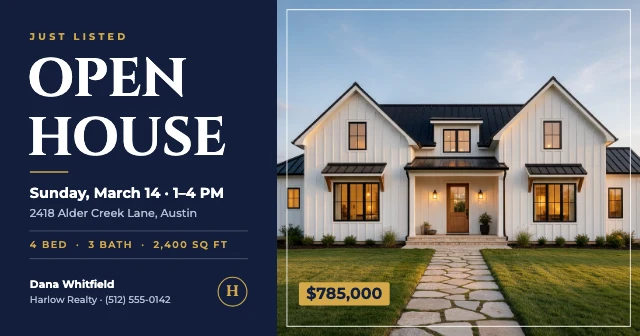 Open house Facebook post template