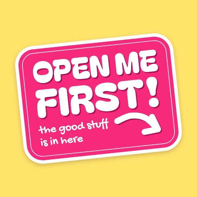 Open me first sticker template