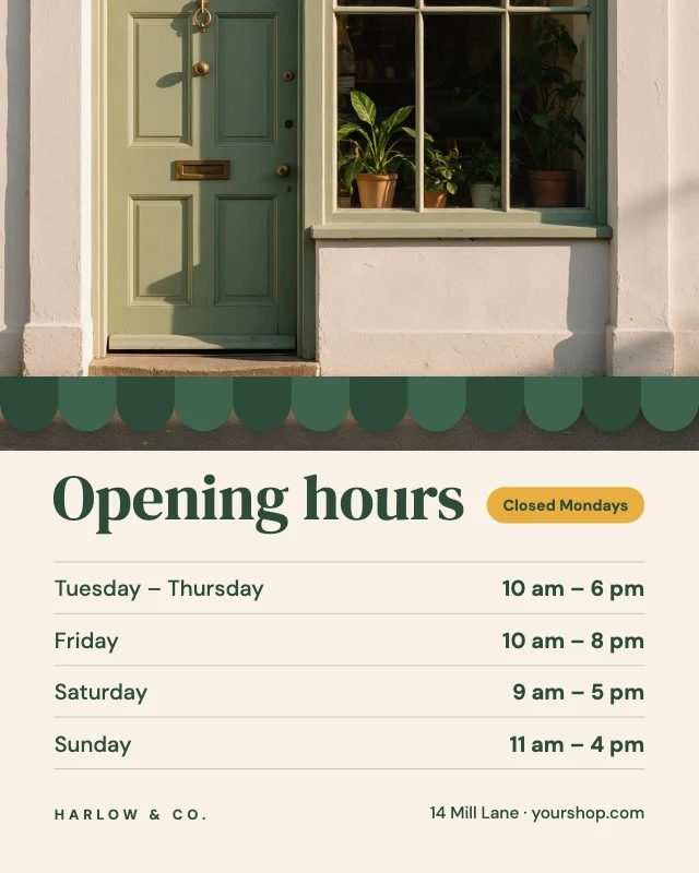Opening hours post template