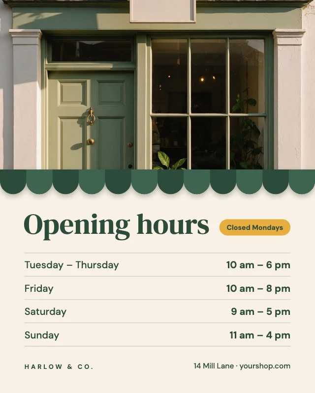Opening hours post template