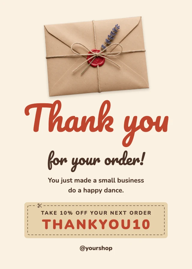 Order thank-you card template